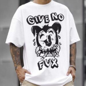 White 'Give No' Print White T-Shirt