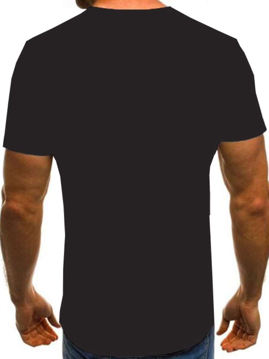 Round Neck Cartoon Print T-Shirt - Image 3