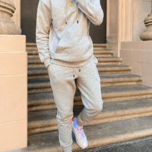 Grey Casual Hooded Tracksuit Set