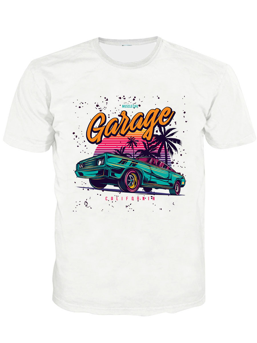 White Car & Letter Print T-Shirt - Image 2