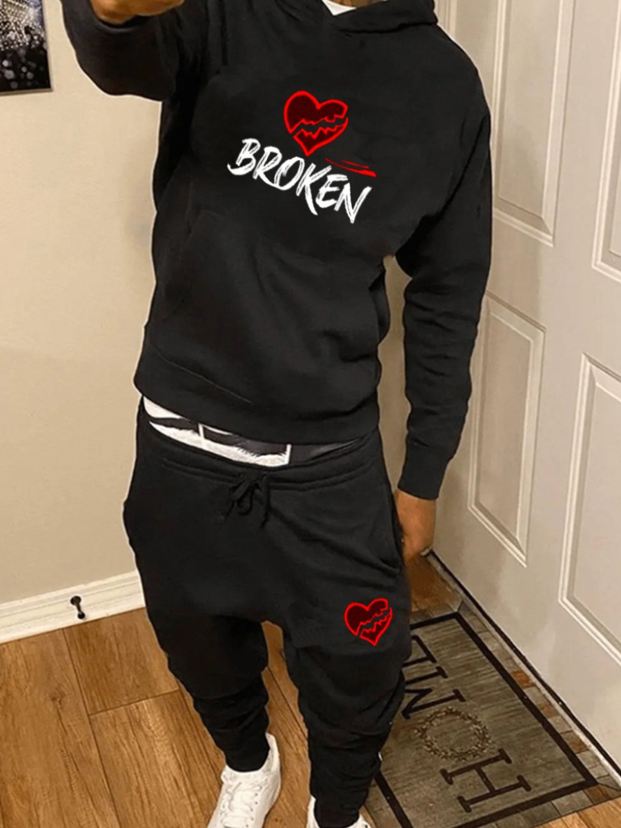 Black 'Broken Hearted' Tracksuit Set - Image 2