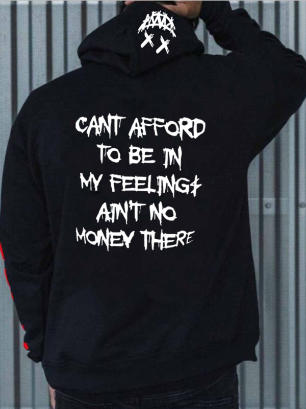 Black 'Ain't No Money' Printed Hoodie