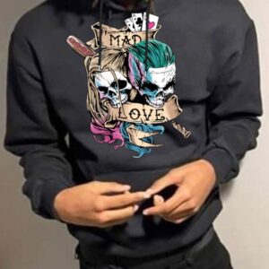 Black Skull Lovers Print Hoodie