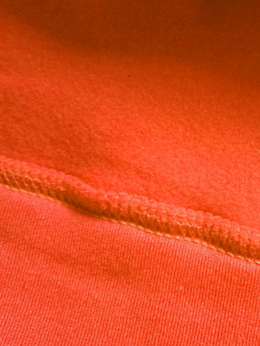 Orange Letter Print Kangaroo Pocket Hoodie - Image 5