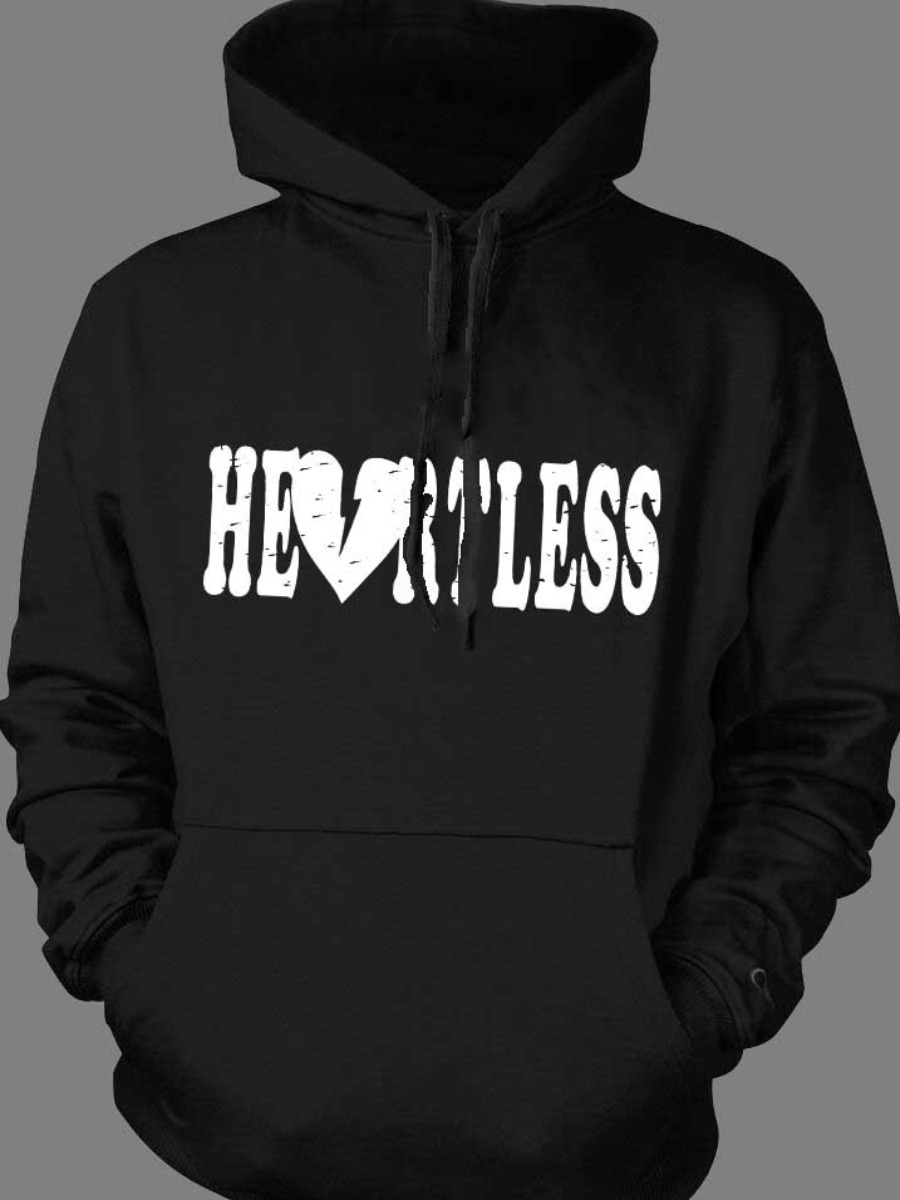 Black Heartless Print Hoodie - Image 2