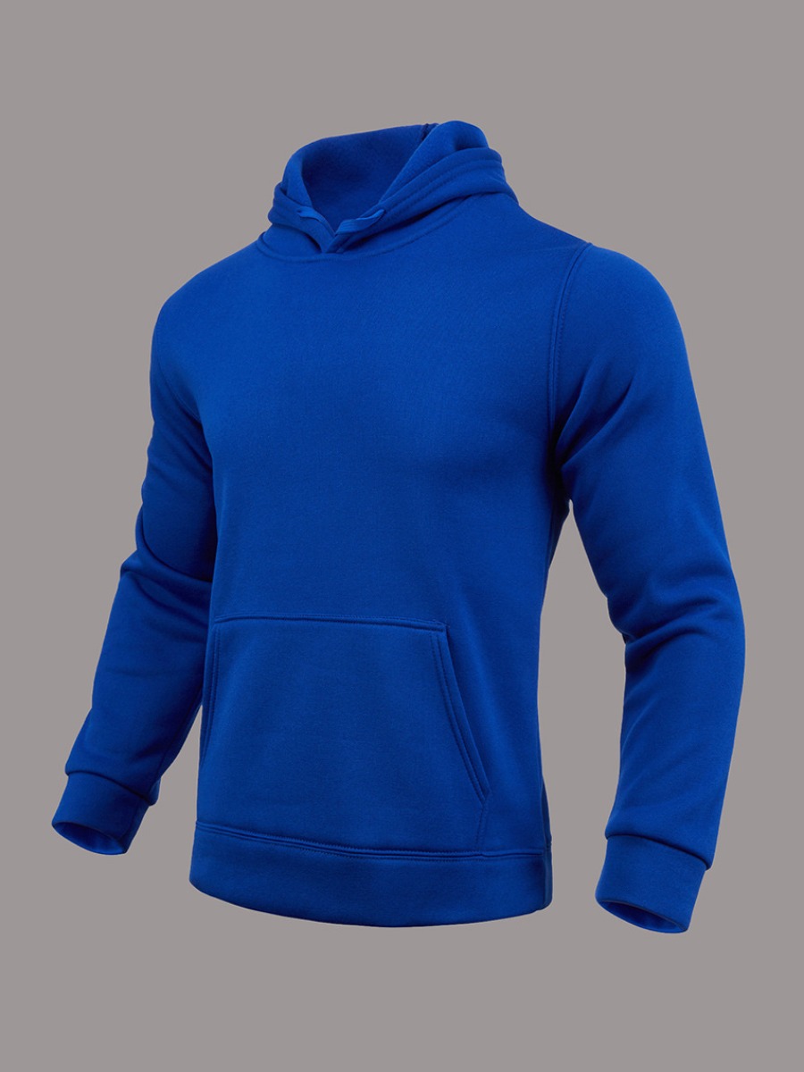 Blue Cartoon Print Kangaroo Pocket Hoodie - Image 3