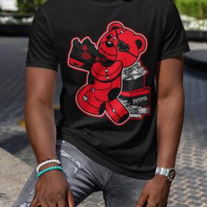 Black & Red Bear Money Print T-Shirt