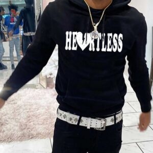 Black Heartless Print Hoodie