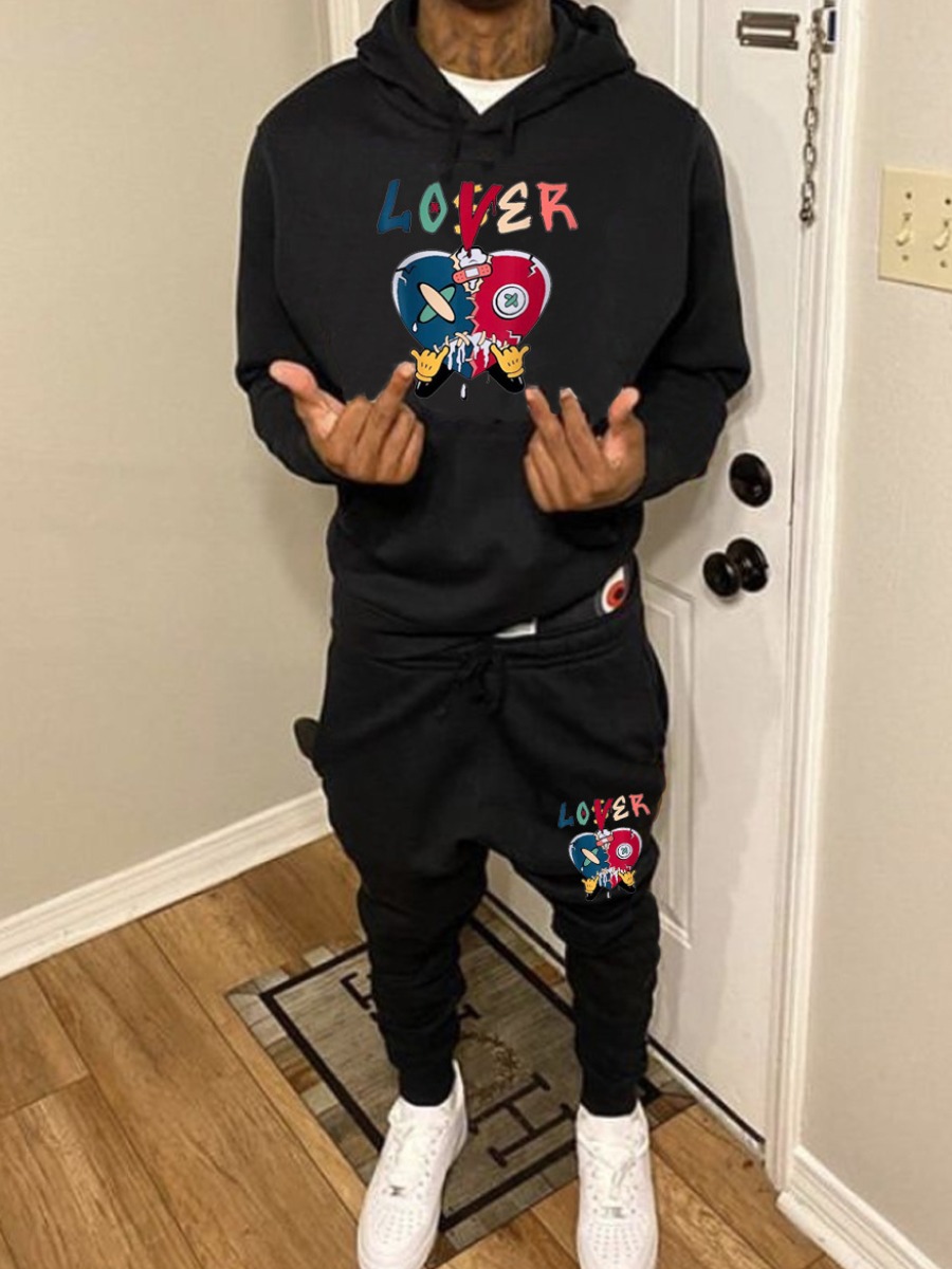 Black Lover Not Loser Tracksuit Set