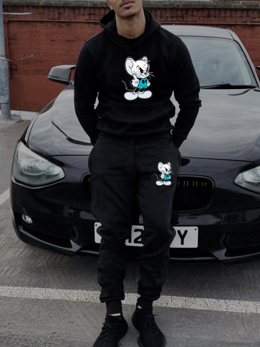 Black Eye Mouse Print Tracksuit Set