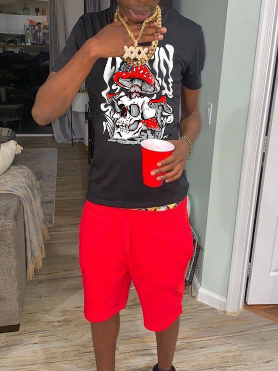 Black & Red Tripping T-Shirt Set